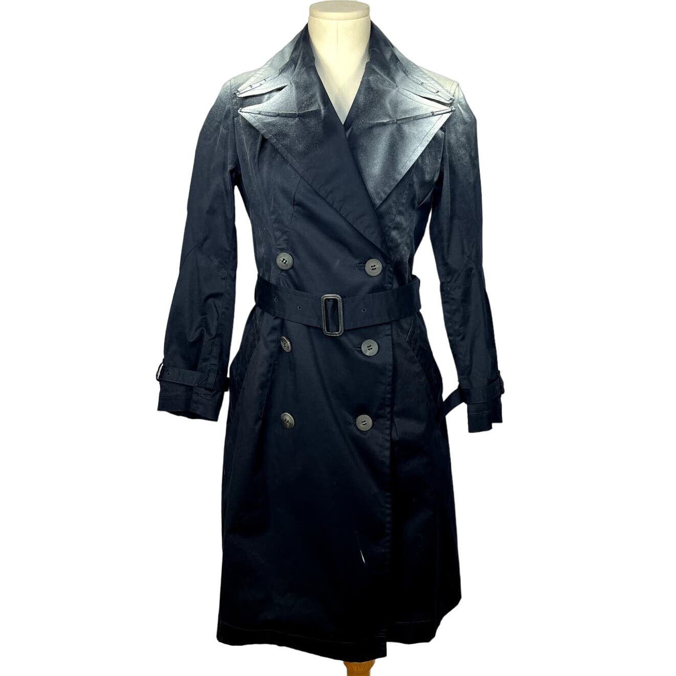 【ISSEY MIYAKE】1990s〜 soutien collar coat 1990s Issey Miyake Navy Blue Trench Coat | Bust 38 | Waist