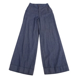 1970s Blue Bell Bottom Pants | Waist 26&quot; | Wide Leg | Vintage