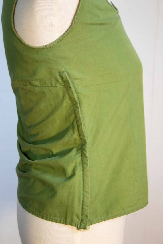 1950s Green Sleeveless Fitted Blouse Top | Size S… - image 2