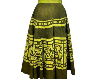 1950s Green Mexican Circle Skirt | Waist 26 | Vintage VTG