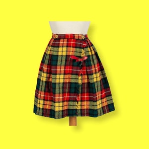 1960s Plaid Wrap Skirt | Waist 24&quot; | Hip 41&quot;