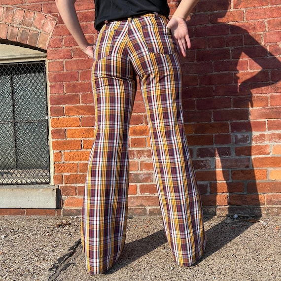 1970s Plaid Bell Bottom Pants | Waist 30” | Hip | Vintage VTG - Etsy 