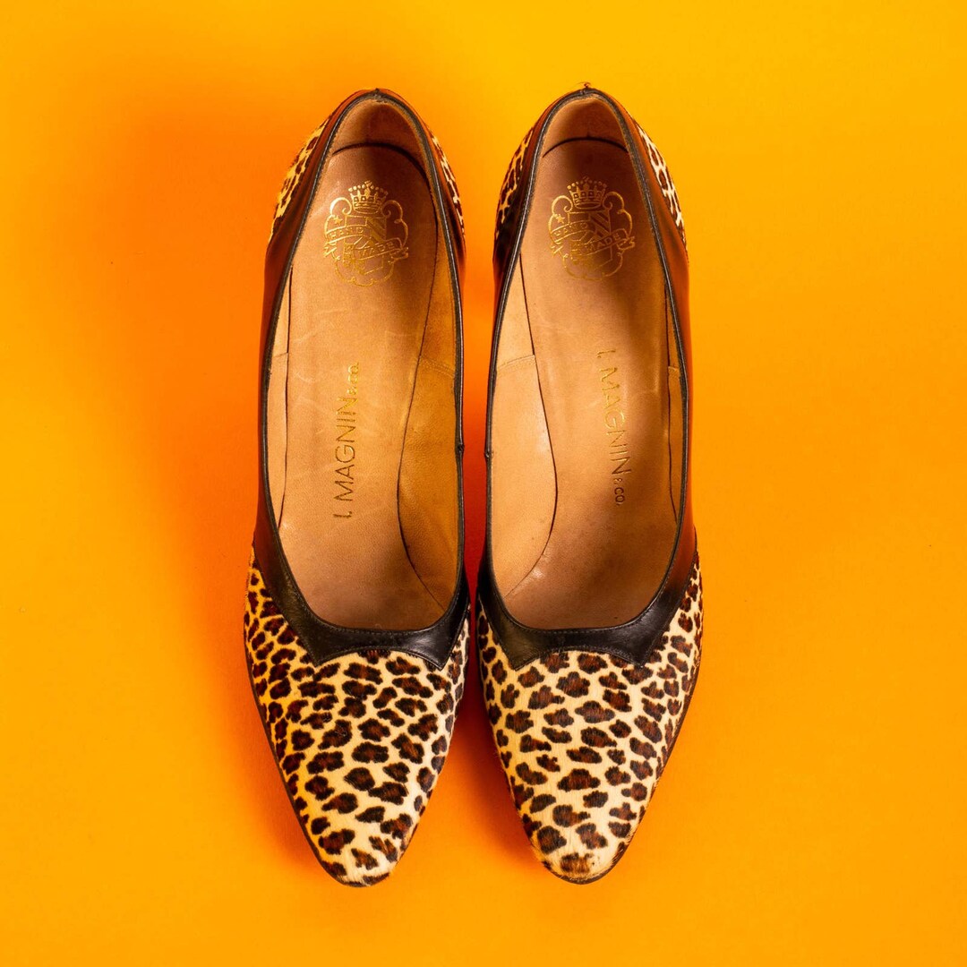 60s Cheetah Print Heels Size 7.5 Insole-10.5 Heel 3.75 - Etsy