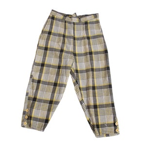 1950s Yellow Plaid Clam Digger Pants | Waist 28" | Vintage