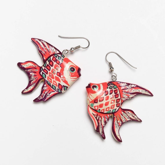 80s Colorful Goldfish Earrings | VTG Vintage