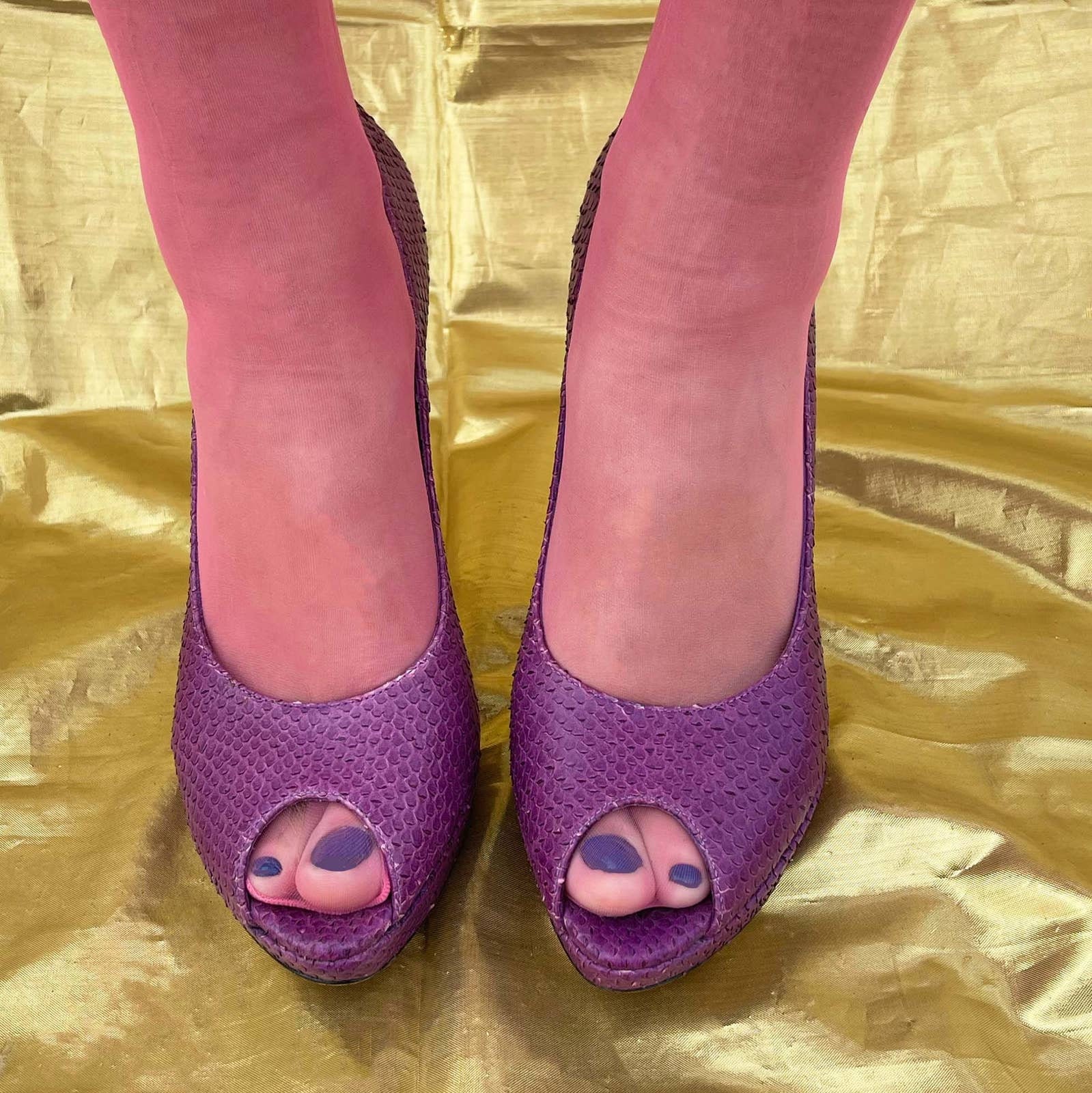 2000s Dior Purple Snakeskin Platform Stiletto Peep Toe 39 1/2 - Etsy