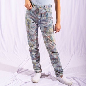 80s Comic Book Jeans | Waist 27&quot; | Hip 36&quot; | VTG Vintage