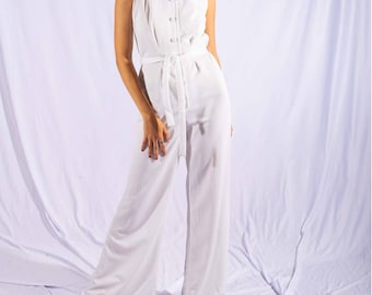 1970s White Jumpsuit | Medium | VTG Vintage