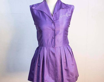 Top en péplum violet des années 50 avec Bloomers| Buste-44| Taille - 33| Taille moderne Grande| VTG vintage