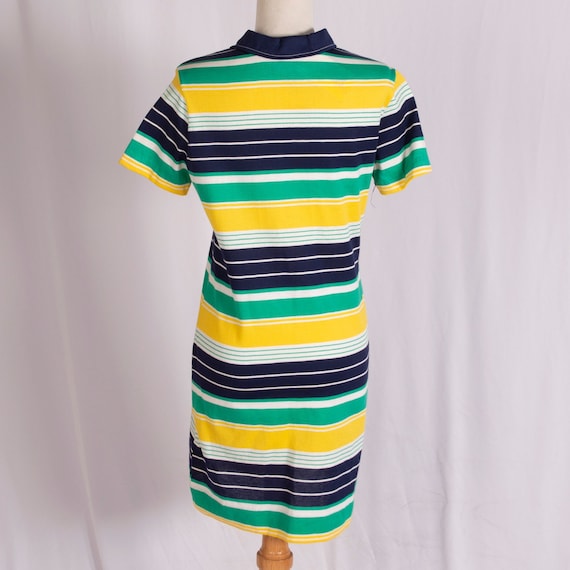 1960s Striped Mini Dress | Bust 36" | Green Yellow Navy | Vintage 1960s Striped Mini Dress | Bust 36" | Green Yellow Navy | Vintage