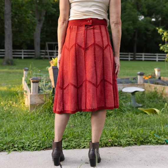 70s Red Suede Skirt | Waist 28-30" | VTG Vintage - image 2