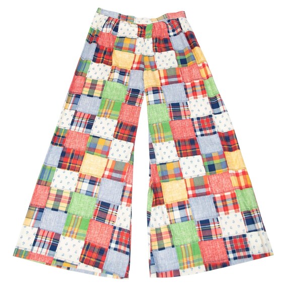 1970s Multi-Color Patchwork Print Bellbottoms | W… - image 2