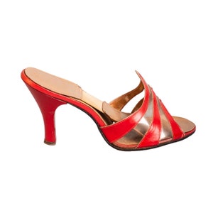 50s Red Clear Springolator Heels US W VTG Vintage - Main Image