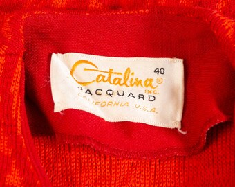 1960s Red Leaf Cardigan Sweater | Catalina | Medium | Vintage