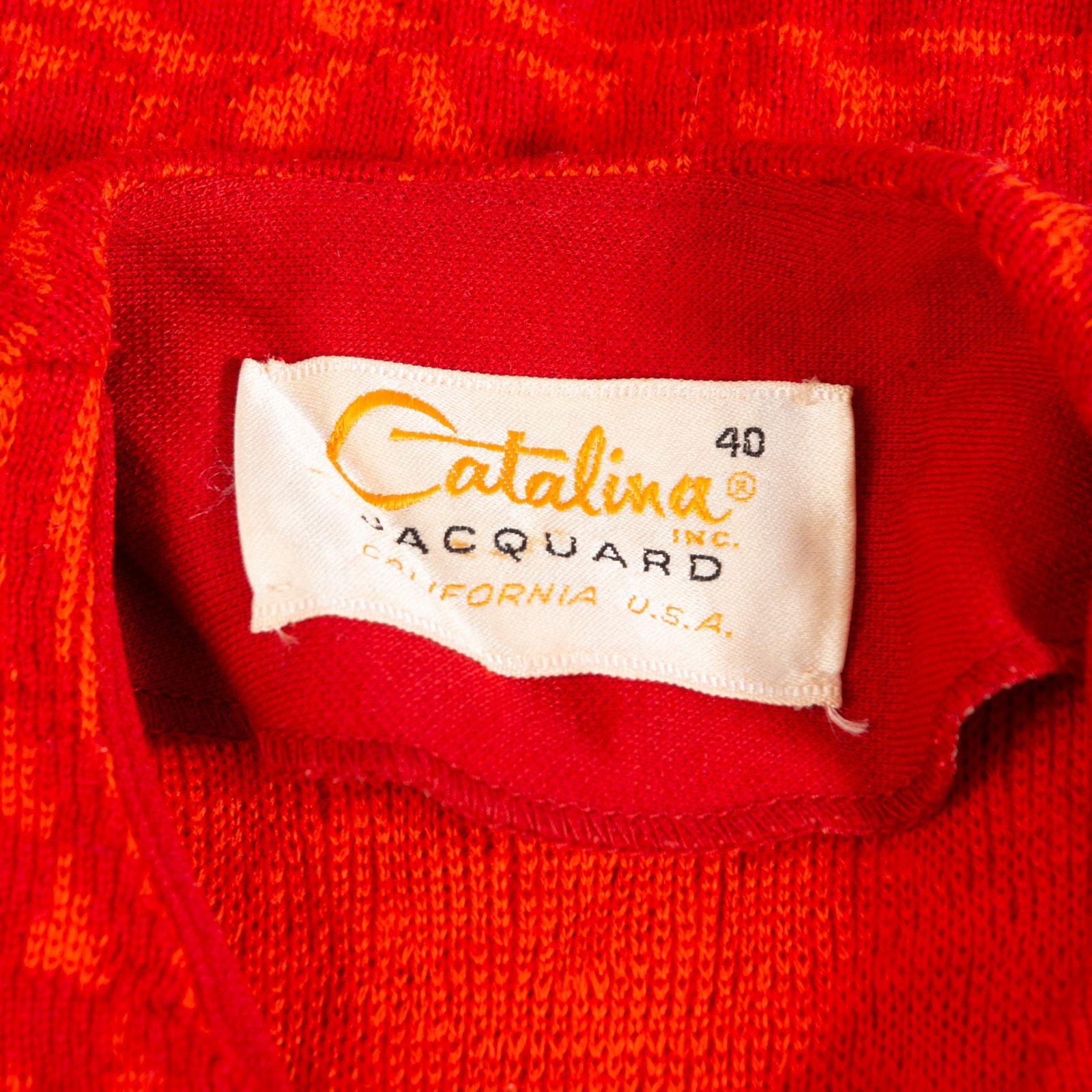 1960s Red Leaf Cardigan Sweater | Catalina | Medium | Vintage