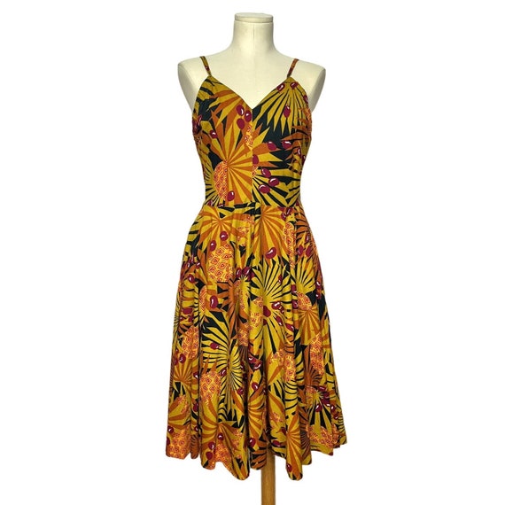 1980s does 50s Pineapple Print Sun Dress | Small … - image 1