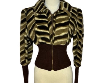 1960s Animal Print Cropped Jacket | Bust 32 | Vintage