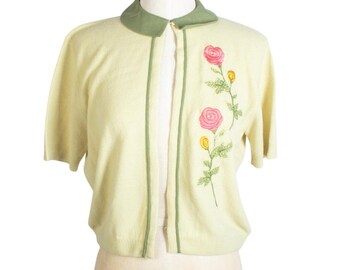 Vtg 60s CATALINA Floral Jacquard Cardigan Sweater - Etsy Canada