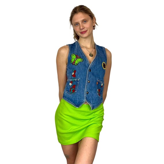 70s Levi's Vest | Small | Denim | Blue | Patched … - image 2