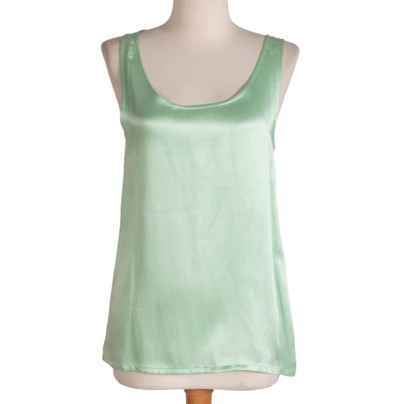1980s YSL Mint Green Silk Tank | Bust 32