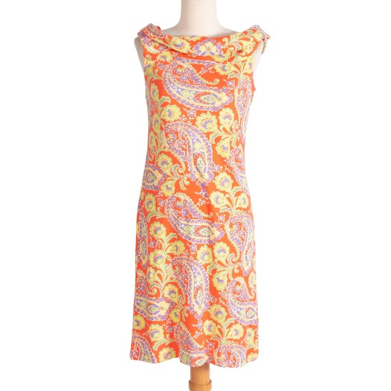 90s Does 60s Orange Paisley Dress | Bust 34-36" | Ralph Lauren | Cotton |  Vintage - Etsy