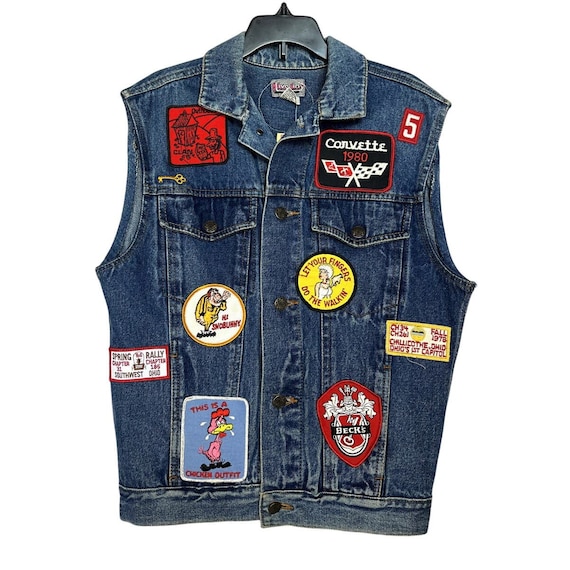 1980s Patched Denim Vest Jacket | Miller High Life Patch