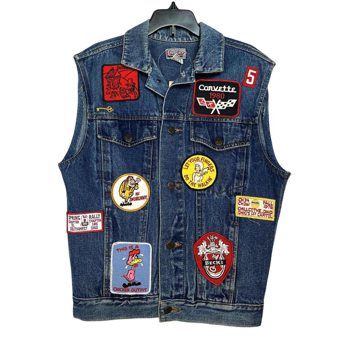 アメリ　VINTAGE VEST LAYERED DENIM JACKET LZLER Men's Western Style Denim Vest with Pockets