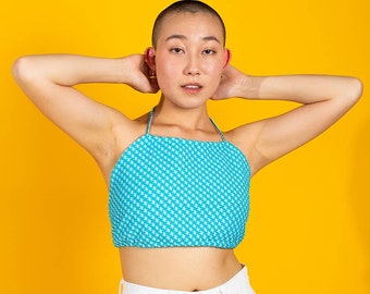 70s Houndstooth Crop Top | Small | VTG Vintage