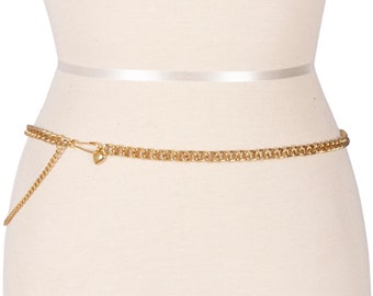 1980s Gold Chain Belt with Heart Charm | Vintage