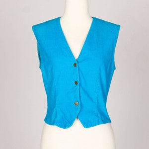 60s Bright Blue Corduroy Vest | Size S/M | VTG