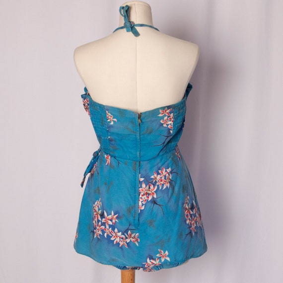 1950s Blue Sarong Playsuit | Wrap Skirt | Waist 3… - image 3