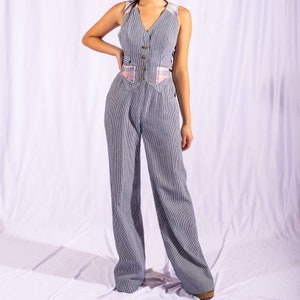 70s Striped Jumpsuit | Bust 34&quot; | Waist 26&quot; | VTG Vintage