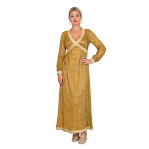 1970s Gold Maxi Dress | Lurex | Metallic | Vintage