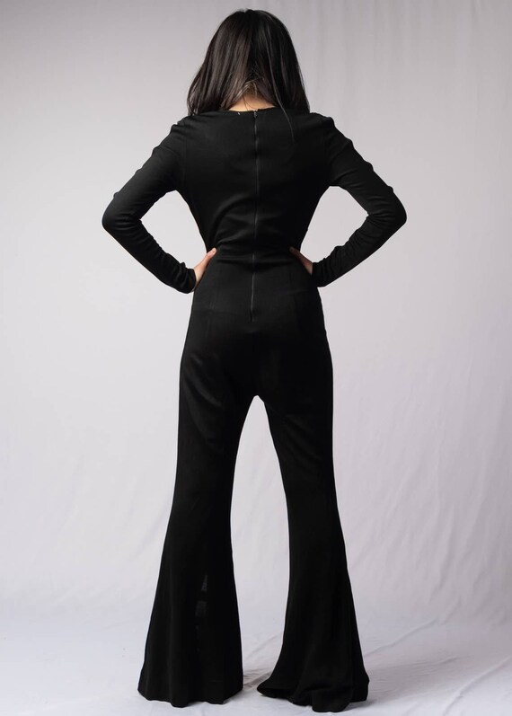 70s Black Cutout Jumpsuit | Small | VTG Vintage - image 3