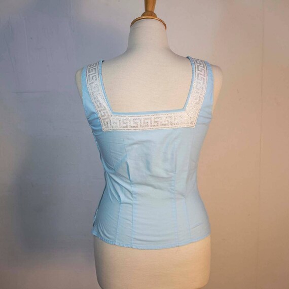 1950s Sky Blue Cotton Tank | Size Small | Bust-36… - image 4