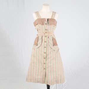 1940s Striped Play Suit | Bust 36-37 | Waist 29-30 | Skirt Set | Sun Set | Vintage VTG