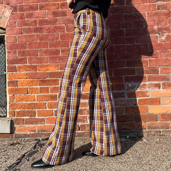 1970s Plaid Bell Bottom Pants | Waist 30” | Hip | Vintage 1970s Plaid Bell Bottom Pants | Waist 30” | Hip | Vintage