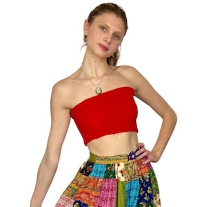 70s Tube Top | XXS | Red | Terry Cloth | Vintage