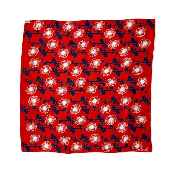 1960s Vera Scarf | Red Dandelion | Silk | 26x26 |… - image 2