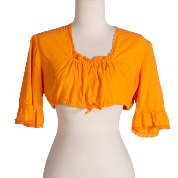 1960s Orange Crop Top | Bust 42" | Vintage