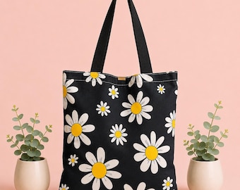 Daisy Tote Bag: Floral Shopper Purse, Reusable Eco-Friendly Handbag