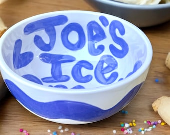Handmade big ice cream personalized ceramic bowl