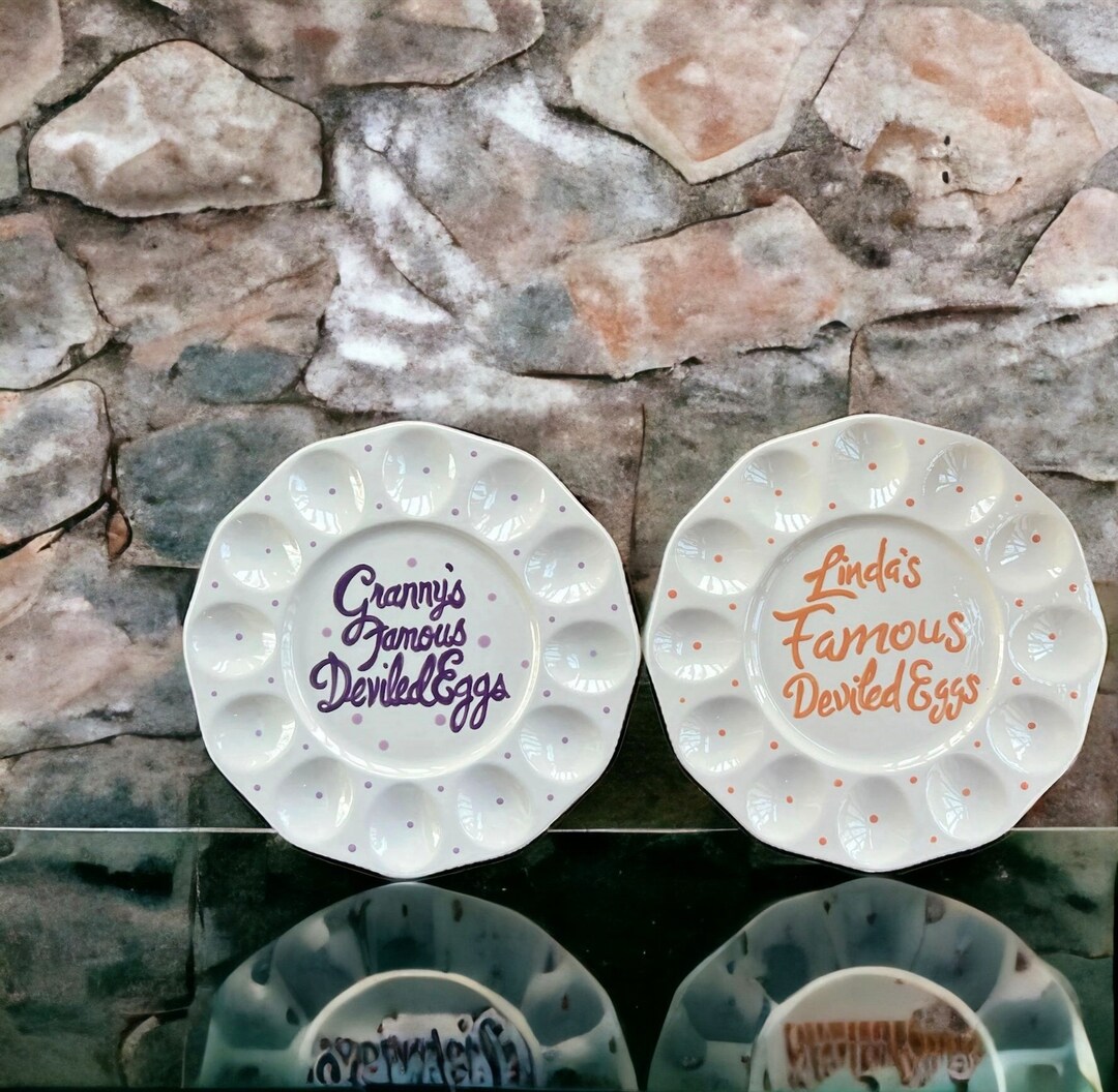 Deviled Egg Ceramic Serving Tray With Custom Personalized Name