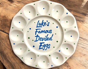 Personalized Ceramic Deviled Egg Serving Tray: Custom Recipe Gift