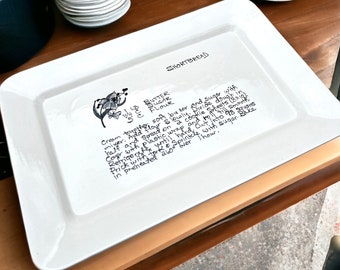 Handmade ceramic recipe personalized serving platter custom design