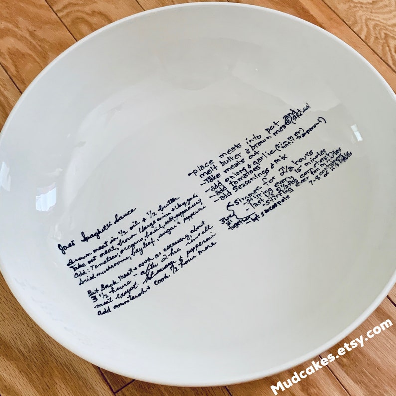 Huge handmade family ceramic pasta bowl personalized recipe Etsy