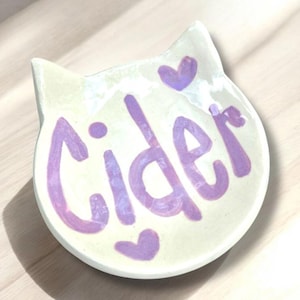 Handmade pottery custom personalized cat dish