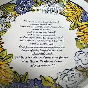 Unique custom designed handmade wedding ceramic bowl personalized with handpainted rim design image 3