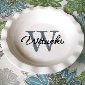 Custom ceramic personalized deep dish baker or pie server monogrammed family name custom recipe gift image 4