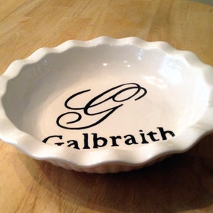 Custom ceramic personalized deep dish baker or pie server monogrammed family name custom recipe gift image 3